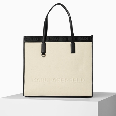 Beige Women's Karl Lagerfeld Cara Loves Karl K/Skuare Tote Bags | TH750ZYIH