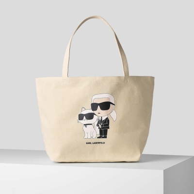 Beige Women's Karl Lagerfeld K/Ikonik 2.0 Karl & Choupette Shopper Tote Bags | TH465DCJK