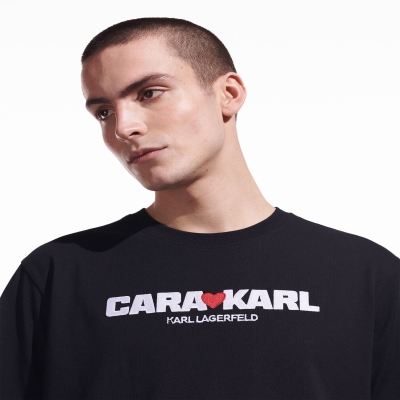 Black Men's Karl Lagerfeld Cara Loves Karl T-Shirts | TH390CJLI