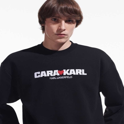 Black Men's Karl Lagerfeld Cara Loves Karl Sweatshirts | TH529DLQR