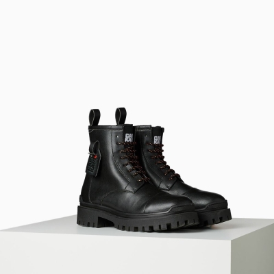 Black Men's Karl Lagerfeld Cara Loves Karl Lace-up Biker Boots Boots | TH690EWBQ