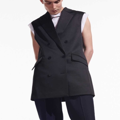 Black Men's Karl Lagerfeld Cara Loves Karl Tuxedo Vest | TH708KXVL