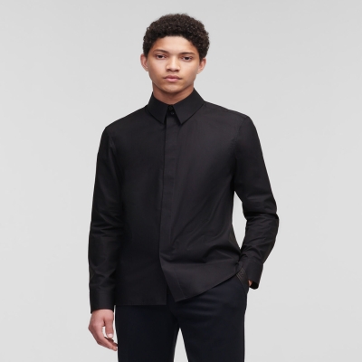 Black Men's Karl Lagerfeld Classic Karl Poplin Shirts | TH359BVME