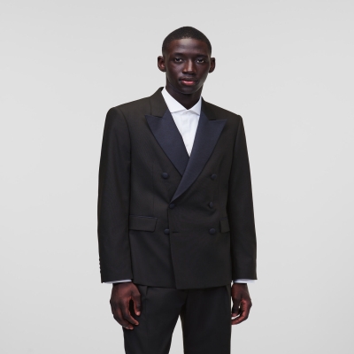 Black Men's Karl Lagerfeld Double-breasted Tailored Blazers | TH124KDHZ