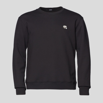 Black Men's Karl Lagerfeld Ikonik Karl Rubber Patch Sweatshirts | TH804TBKL