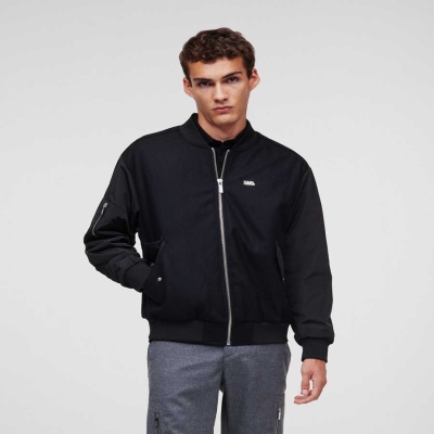 Black Men's Karl Lagerfeld Karl Bomber Jackets | TH985EFDU