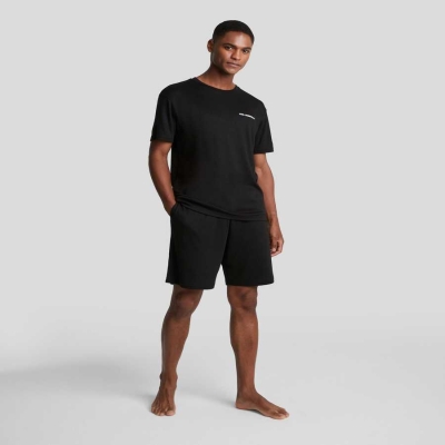 Black Men's Karl Lagerfeld Karl Logo Shorts And Tee Pajama Set Sleepwear | TH517TINP