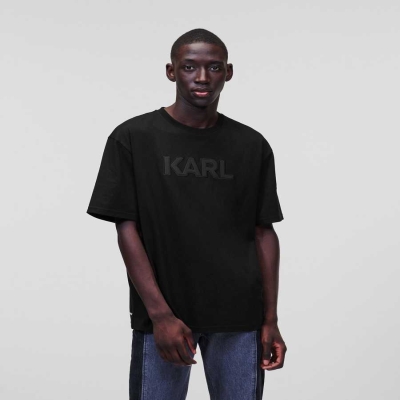 Black Men's Karl Lagerfeld Karl Logo T-Shirts | TH328BHZD