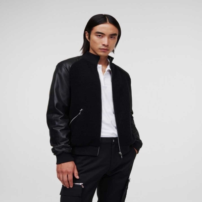 Black Men's Karl Lagerfeld Karl Zip Jackets | TH085RQXZ