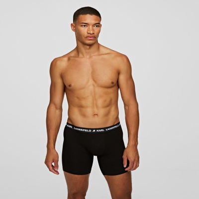 Black Men's Karl Lagerfeld Logo Boxers - 3 Pack Underwear | TH716CRTG