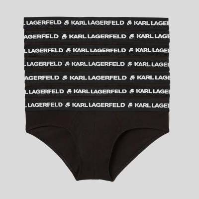 Black Men's Karl Lagerfeld Logo Briefs - 7 Pack Underwear | TH384CPBA