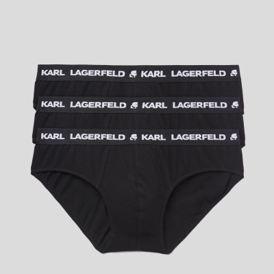 Black Men's Karl Lagerfeld Logo Briefs 3-pack Underwear | TH782NMDH