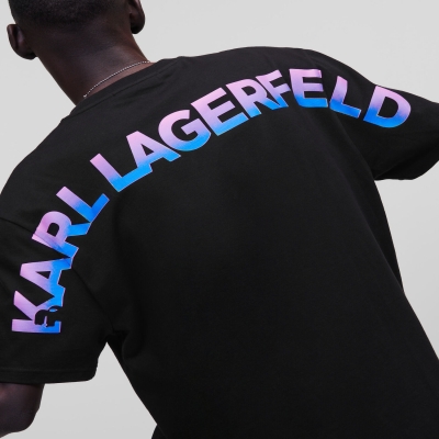 Black Men's Karl Lagerfeld Ombré Karl Logo T-Shirts | TH963IOLS