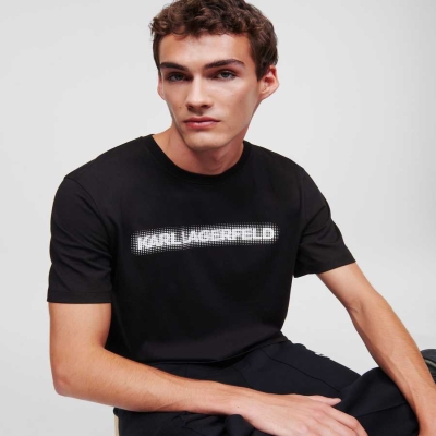 Black Men's Karl Lagerfeld Pixel Karl Logo T-Shirts | TH381KJUW