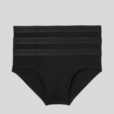 Black Men's Karl Lagerfeld Premium Karl Logo Brief – 3 Pack Underwear | TH435PFNZ