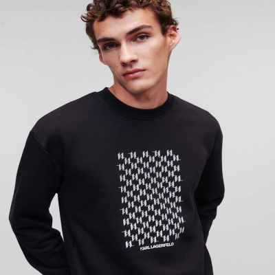 Black Men's Karl Lagerfeld Reflective Karl Monogram Sweatshirts | TH509TUHR