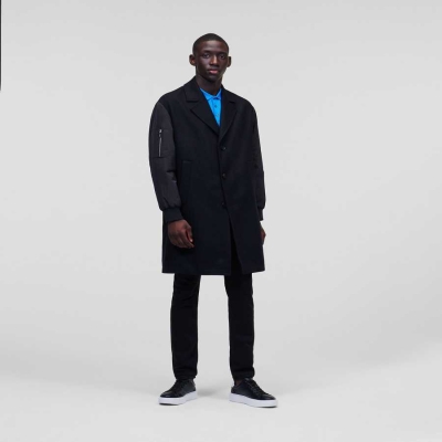 Black Men's Karl Lagerfeld Tailored Coats | TH740KOTI