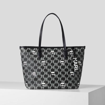 Black / Multicolor Women's Karl Lagerfeld K/Ikonik Monogram All-over-print Tote Bags | TH461YQCI