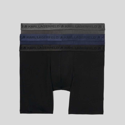 Black / Navy / Grey Men's Karl Lagerfeld Premium Karl Logo Boxers – 3 Pack Underwear | TH481HZBI