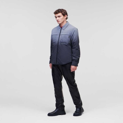 Black Silver Men's Karl Lagerfeld Lightweight Reflective Dégradé Jackets | TH234NWBV