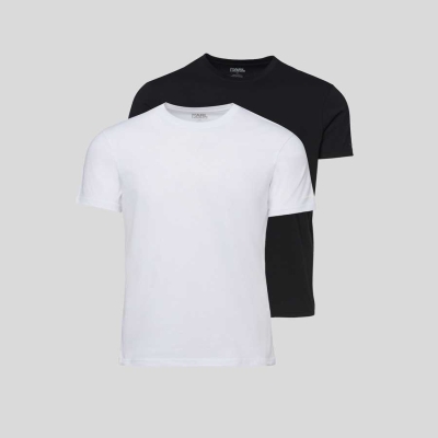 Black / White Men's Karl Lagerfeld Crew-neck T-shirt – 2 Pack Underwear | TH581POGE