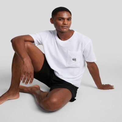 Black / White Men's Karl Lagerfeld Ikonik Karl Shorts Tee Set Loungewear | TH625AWLR