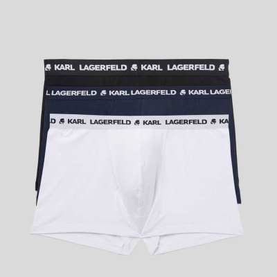 Black / White / Navy Men's Karl Lagerfeld Karl Logo Monochrome Trunks - 3 Pack Underwear | TH053SBCA