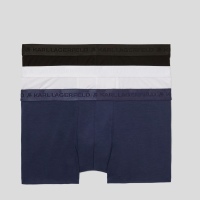 Black / White / Navy Men's Karl Lagerfeld Premium Karl Logo Trunks – 3 Pack Underwear | TH473ASPD