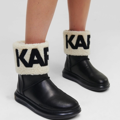 Black / White Women's Karl Lagerfeld Kapri Kosi Karl Logo Ankle Boots | TH078YLIR