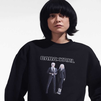 Black Women's Karl Lagerfeld Cara Loves Karl Avatar Sweatshirts | TH056NLRX