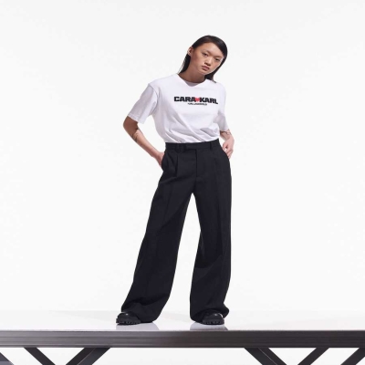 Black Women's Karl Lagerfeld Cara Loves Karl Wide-leg Pants | TH143QCOJ