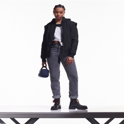 Black Women's Karl Lagerfeld Cara Loves Karl Transformer Bomber Jackets | TH391PVBM