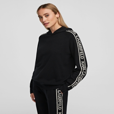 Black Women's Karl Lagerfeld Cashmere Hoodie Loungewear | TH217WPRB