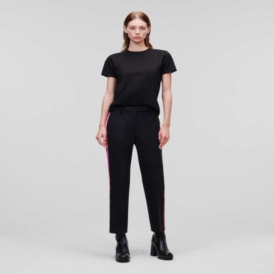 Black Women's Karl Lagerfeld Colour-pop Tailored Pants | TH048QNXO