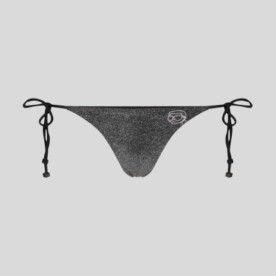 Black Women's Karl Lagerfeld Ikonik 2.0 Lurex String Beachwear | TH154HMEI