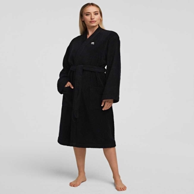 Black Women's Karl Lagerfeld Ikonik Bathrobe Loungewear | TH180BFMU