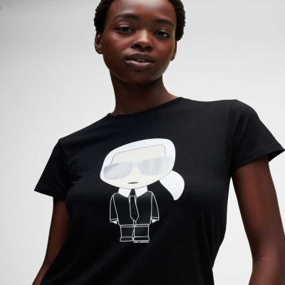 Black Women's Karl Lagerfeld Ikonik Karl T-Shirts | TH891KGRF