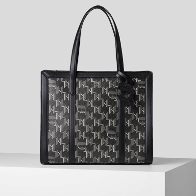 Black Women's Karl Lagerfeld K/Ikonik 2.0 Monogram Coated Canvas Tote Bags | TH035FUKX