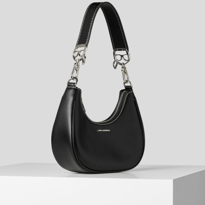 Black Women's Karl Lagerfeld K/Ikonik Lock Moon Shoulder Bags | TH528ZEWL