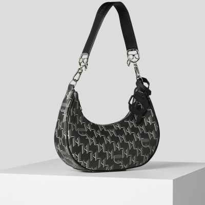 Black Women's Karl Lagerfeld K/Ikonik Monogram Moon Shoulder Bags | TH483NHKB