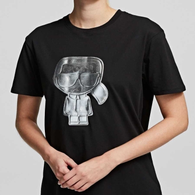 Black Women's Karl Lagerfeld K/Ikonik Rhinestone T-Shirts | TH516OBVN