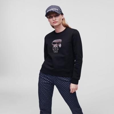 Black Women's Karl Lagerfeld K/Ikonik Sparkle Sweatshirts | TH532KWVZ