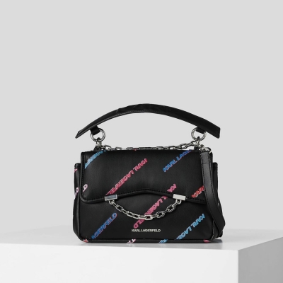 Black Women's Karl Lagerfeld K/Karl Seven Soft Future Logo Shoulder Bags | TH194DBAE