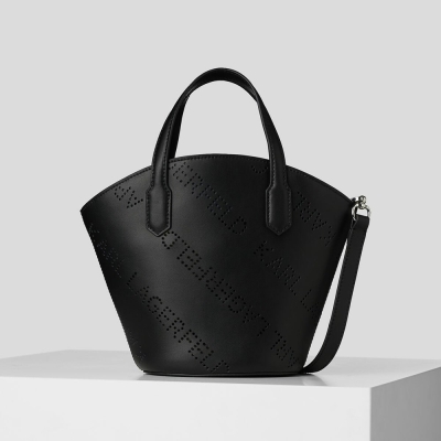 Black Women's Karl Lagerfeld K/Punched Logo Small Tote Bags | TH972MYSW