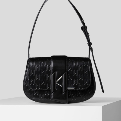 Black Women's Karl Lagerfeld K/Saddle Monogram-embossed Shoulder Bags | TH054GFSM