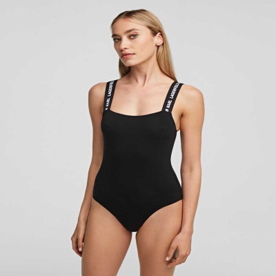 Black Women's Karl Lagerfeld Karl Logo Bodysuit Underwear | TH928NTBQ