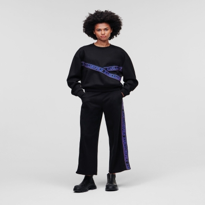 Black Women's Karl Lagerfeld Karl Logo Cropped Sweatshirts | TH271KOFM