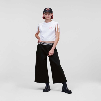 Black Women's Karl Lagerfeld Karl Logo Culottes Pants | TH470WGRJ