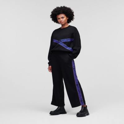 Black Women's Karl Lagerfeld Karl Logo Culotte Sweatpants | TH568PLRM