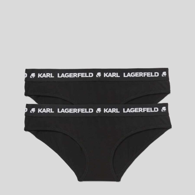 Black Women's Karl Lagerfeld Karl Logo Hipster Briefs - 2 Pack Underwear | TH850YFRP